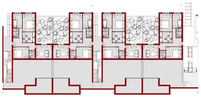 Inspiriert vom Mehrfamilienhaus-Projekt Villaggio Matteotti – Grundriss Erdgeschoss mit Edificius realisiert