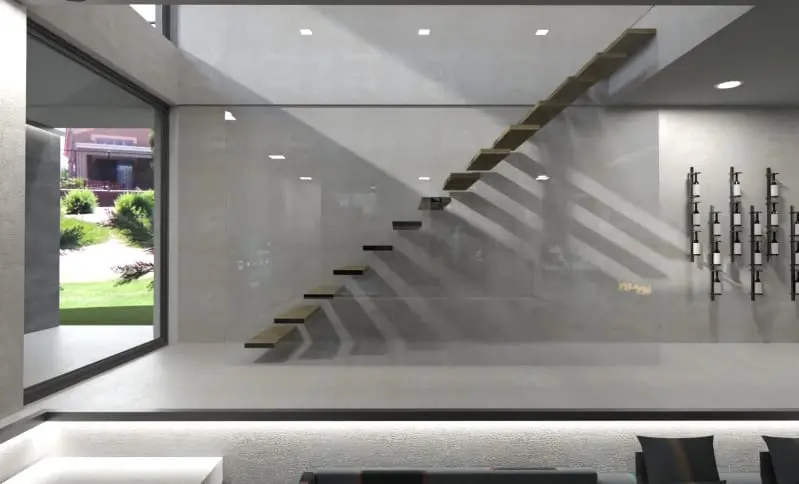 Render einer freitragenden Treppe mit Edificius erstellt