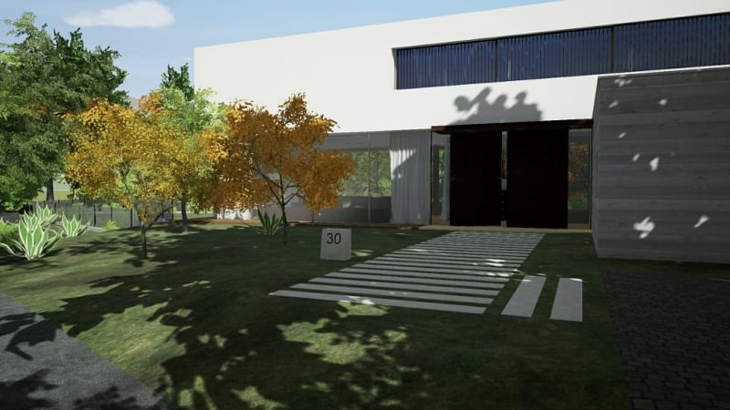 Außenweg-Rendering-Haus-En-Los-Cisne-Edificius-BIM-Software