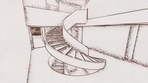 Escalera interna efecto artístico - Park House - Edificius