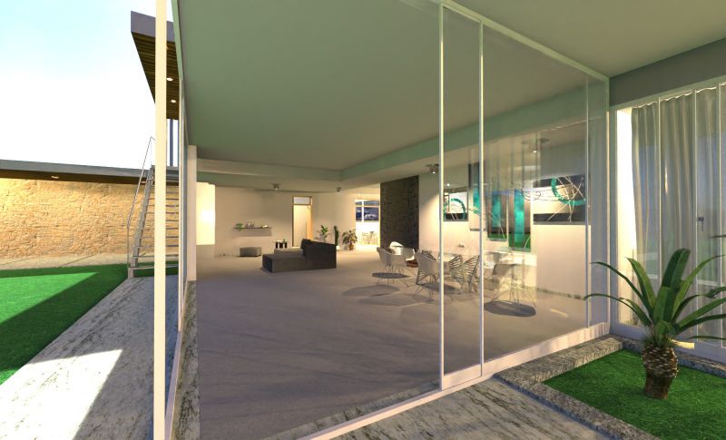 Vista del salón - <strong>Casa Kaufmann</strong> - modelo realizado con Edificius