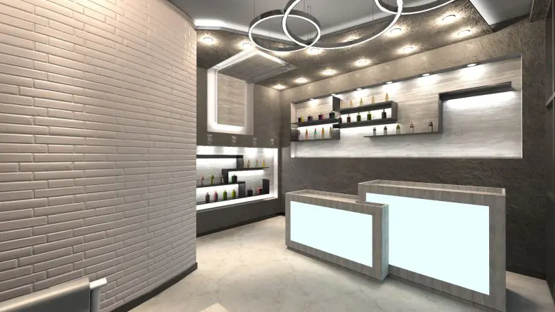 Zona sala de espera Render realizado con Edificiu