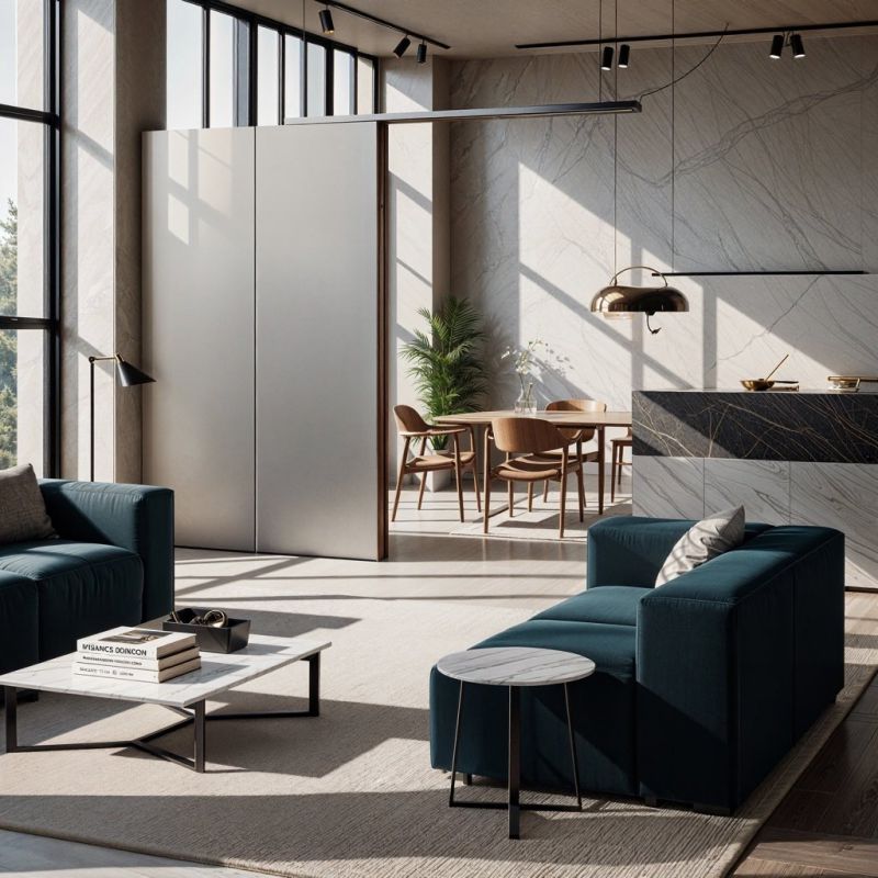 Conexión entre sala y cocina | Imagen realizada con usBIM.codesign AI