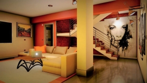 Rendu intérieur aire living Casa-SJ