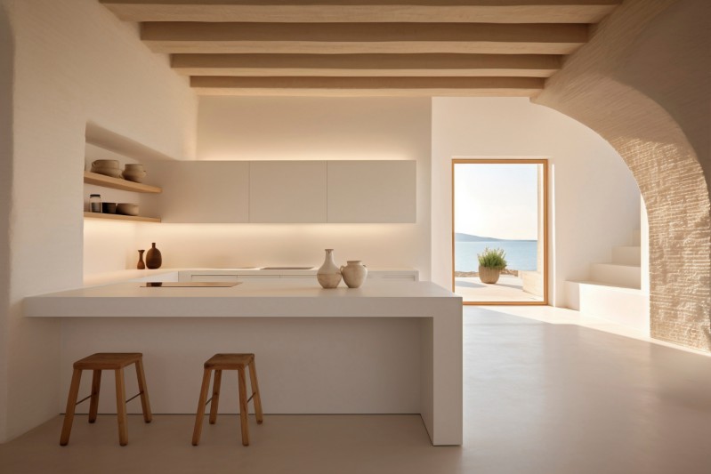 Conception de cuisine en maçonnerie moderne issu du logiciel Edificius
