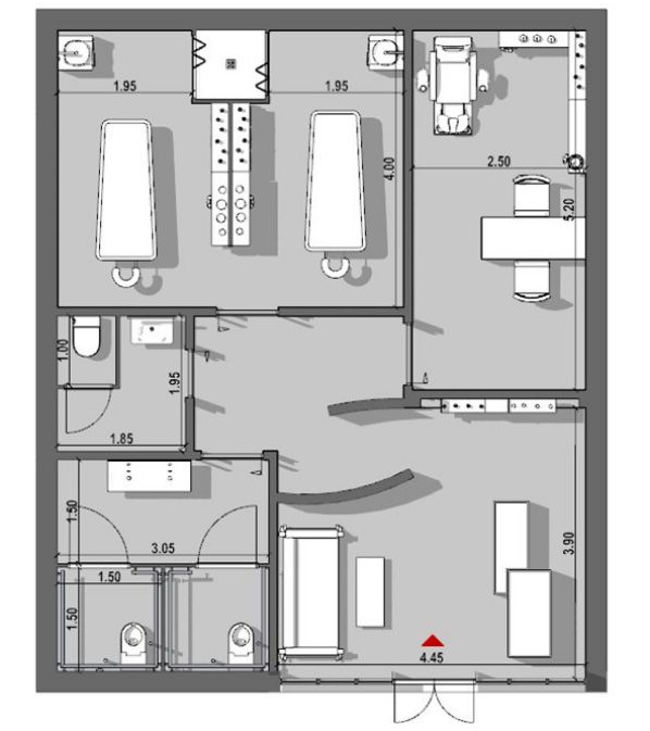 Plan d'un centre esthétique modélisé avec Edificius