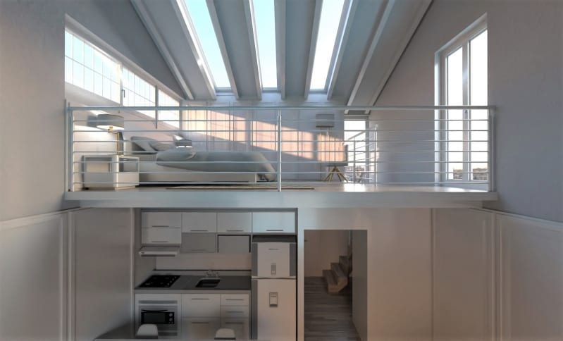 Rendu d'une mezzanine réalisée avec le logiciel Edificius
