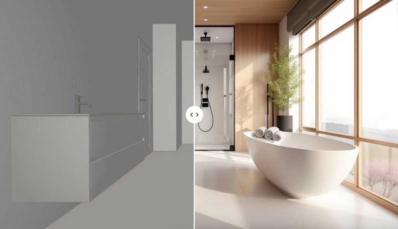 Mise en scène virtuelle avec usBIM.codesign AI