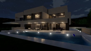 Vista noturna Piscina_Park House_Edificius