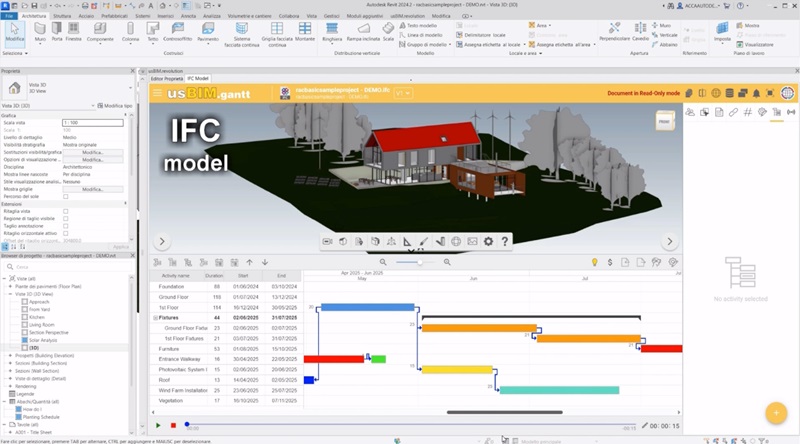 Gestão integrada do 4D e 5D. Simulação 4D no Revit