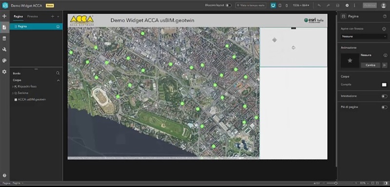 O widget usBIM.geotwin permite carregar e interagir com modelos BIM diretamente no GIS.