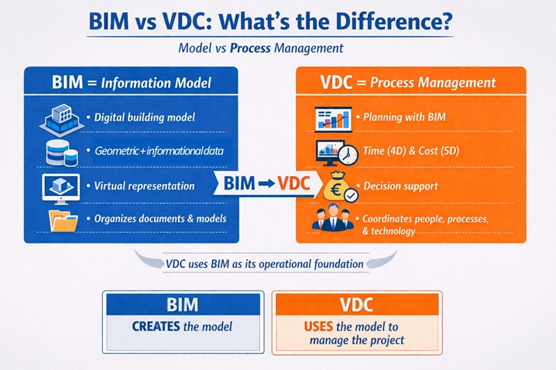 Diferenças entre BIM e VDC - Virtual Design and Construction